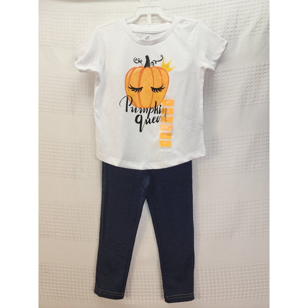 ADTN Girls Halloween Tshirt Short Sleeve Pumpkin Queen Legging Outfit 4T